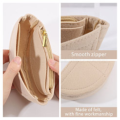 Insert organisateur de sac à main demi-rond en feutre&nbsp;AJEW-WH0434-15A-01