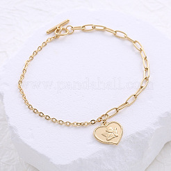 Bracelet double couche en acier inoxydable de style européen en forme de cœur pour femme&nbsp;KB9332