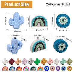 24 pièces 24 styles de perles focales en silicone&nbsp;SIL-CA0002-84