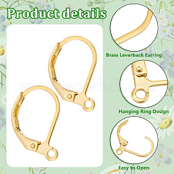 Boucles d'oreilles à levier en laiton avec anneaux ouverts et anneaux en laiton&nbsp;DIY-PH0023-17
