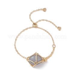 Realizzazione di braccialetti con cursore per catena portacavi in ottone intrecciato regolabile in macramè&nbsp;BJEW-JB10285-01