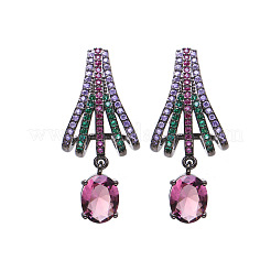 Boucles d'oreilles avec pendentif en laiton avec zircone cubique de micro pave&nbsp;FS-WG15364-02