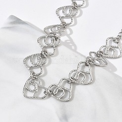 Hohlgehämmerte Gliederarmbänder aus Edelstahl 304 für Damen&nbsp;BJEW-F539-01B-P