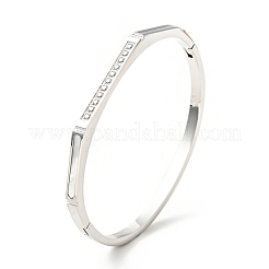 Muschel oval und Zirkonia Armreif mit Scharnier&nbsp;BJEW-G644-01