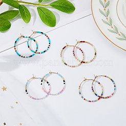 4 paio di orecchini a cerchio con perline Miyuki in stile bohémien&nbsp;EJEW-FI0001-83