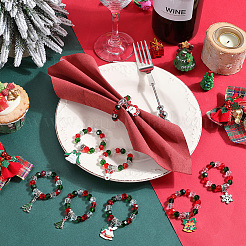 Serviettenringe aus Glasperlen mit Weihnachtsmotiv&nbsp;AJEW-SC00033