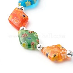 Bracelet extensible de perles de lampwork millefiori faites à la main pour cadeau de femme adolescente&nbsp;BJEW-JB06847-05