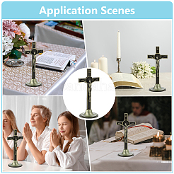 Religion Zinklegierung Kruzifix Kreuz Statue Display Dekorationen&nbsp;DJEW-WH0043-90