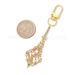 Bolsa de macramé de acero inoxidable 304 con soporte para piedras vacías&nbsp;HJEW-JM04378-01