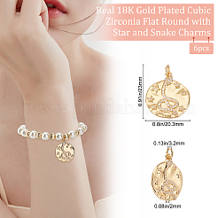 6 pièces en laiton micro pavé pendentifs en zircone cubique claire&nbsp;KK-BBC0004-78