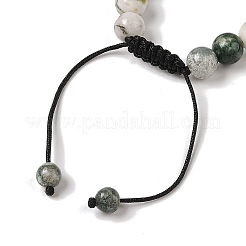 Bracelets de perles tressées en agate d'arbre naturelle ronde de 8 mm&nbsp;BJEW-C067-01B-01