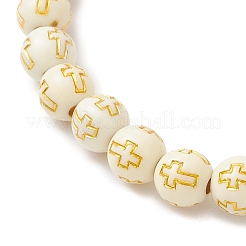 2 bracelet extensible en perles rondes acryliques plaquées 2 couleurs pour hommes et femmes&nbsp;BJEW-JB12080