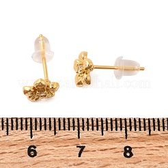 Ohrstecker mit Blumenmotiv aus Messing mit Mikropflaster und klaren Zirkonia&nbsp;EJEW-C158-17B-G