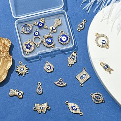 20 Stück 20 Stile Böser Blick Legierung Emaille & Strass Anhänger und Stecker Charms Zubehörse Kits&nbsp;ENAM-YW0005-60