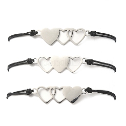 Conjuntos de pulseras con eslabones de corazón de amor entrelazados de acero inoxidable con tema de amistad&nbsp;BJEW-JB09544