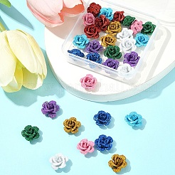 32 pz 8 colori 3d fiore rosa vernice da forno perline di alluminio&nbsp;FIND-FS0003-57