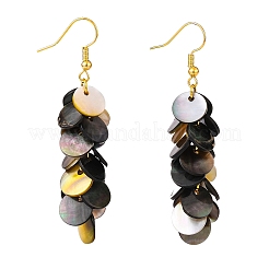 Orecchini pendenti con conchiglia nera naturale&nbsp;EJEW-JE04370