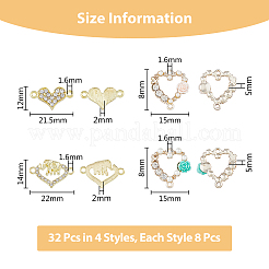 32 pièce 4 styles de breloques de connecteur en alliage de cristal strass&nbsp;FIND-DC0003-53