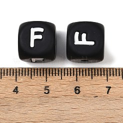 20 Stück schwarze Würfelbuchstaben-Silikonperlen 12x12x12 mm quadratische Würfel-Alphabet-Perlen mit 2 mm Lochabstandshalter lose Buchstabenperlen für Armband-Halsketten-Schmuckherstellung&nbsp;JX433F