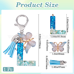 1 porte-clés en résine avec lettre et papillon en acrylique&nbsp;KEYC-GF0001-19A