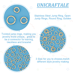 30 Stück 3 Stile 304 Edelstahl offene Biegeringe für Chainmaille-Webereien&nbsp;STAS-UN0054-61