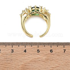 Bagues ouvertes en laiton avec micro pavé de zircones cubiques pour femmes&nbsp;RJEW-L343-07G-01