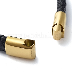 Pulseras de cordón de cuero sintético negro trenzado para hombre&nbsp;BJEW-K243-39A-G