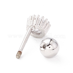 Orecchini a bottone tondi piatti con zirconi chiari da donna&nbsp;EJEW-A065-04P
