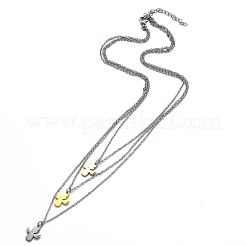 304 Edelstahl 3-lagige Halsketten&nbsp;NJEW-L458-042M