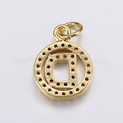 Breloques de lettre plaqués et de placage en laiton avec zircone cubique CZ de micro pave&nbsp;ZIRC-A007-04D-G