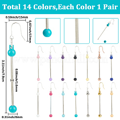 15 par de pendientes colgantes de hierro de 15 colores y acero inoxidable 201.&nbsp;EJEW-SC0010-92