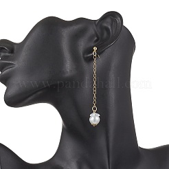Ohrstecker mit runder Quaste aus Glasimitatperle&nbsp;EJEW-JE06453-02