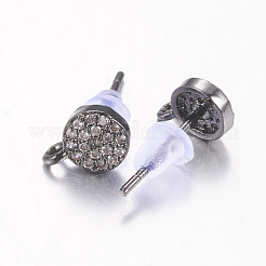 Accessoires de clous d'oreilles en laiton avec micro pavé zircone cubique&nbsp;ZIRC-E132-11B-B