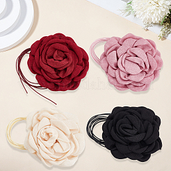 4 Stück 4 Farben Polyester 3D Blumen Wickelhalsketten für Frauen&nbsp;NJEW-SP0001-13
