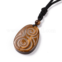 Collana a goccia con pietre preziose miste naturali regolabili con pendente a spirale con cordino in nylon da donna&nbsp;NJEW-L171-04