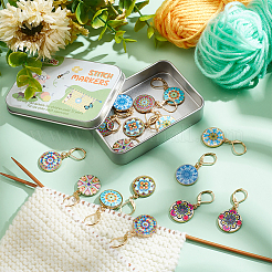 16 pièces 8 styles alliage émail pendentif marqueurs de point de verrouillage&nbsp;HJEW-NB00093