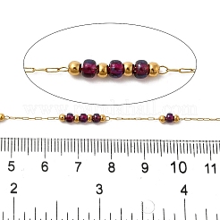 Chaînes faites à la main en acier inoxydable 304 et perles de verre&nbsp;CHS-L031-01G-07