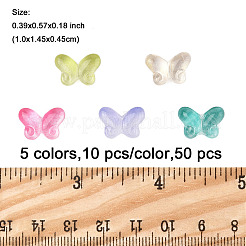 50 Stück 5 Farben zweifarbige transparente sprühlackierte Glasperlen&nbsp;GLAA-FP0001-30