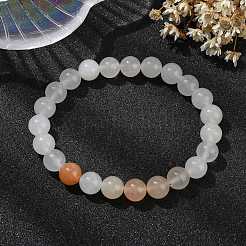 Bracelets extensibles en perles de jade de soie dorée naturelle rondes de 8 mm pour femmes&nbsp;BJEW-JB10924