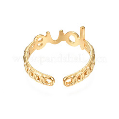 Bague ouverte en acier inoxydable 304 avec placage ionique (IP) pour femme&nbsp;LS-RJEW-S405-262G
