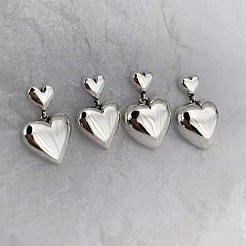 Orecchini a bottone in argento sterling rodiato con cuore&nbsp;EJEW-BB72119