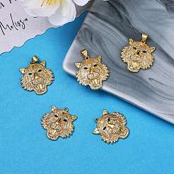 5 x Messing-Mikropavé-Anhänger mit klaren und grünen Zirkonia-Anhängern&nbsp;ZIRC-SZ0003-17