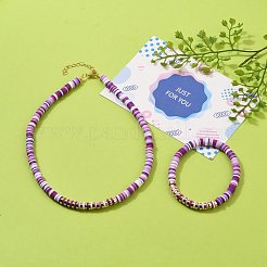 Set di gioielli fatti a mano in argilla polimerica perline heishi&nbsp;SJEW-JS01136-02