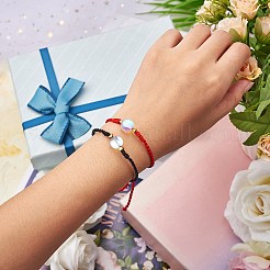 2 stücke 2 farben synthetische mondstein runde perlen schieber armband&nbsp;BJEW-SW00057-01