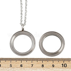 Collier pendentif médaillon rond plat visible en acier inoxydable 304 pour cendres d'animaux de compagnie&nbsp;LS-NJEW-S455-08P