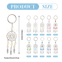 20 portachiavi in perle di vetro intrecciate a rete/web in 10 colori&nbsp;KEYC-TAC00044