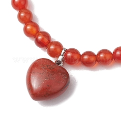 2 Stück 2 Stile 6mm rund & Chip natürliche rote Achat Perlen Stretch Armband Sets&nbsp;BJEW-TA00517-01