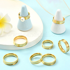 18 pièce 6 styles 201 supports de bague rainurés en acier inoxydable&nbsp;RJEW-SC0001-30G
