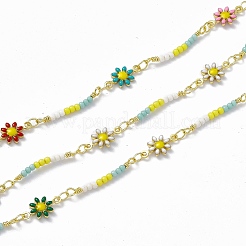 Handgefertigte Blumen-Gliederketten aus Messing&nbsp;CHC-F015-26G