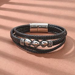 Geflochtene Mikrofaser-Leder-Mehrstrang-Armbänder&nbsp;BJEW-Q010-01A